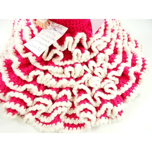Vintage Doll Ruffled Layered Crochet Pink White Dress Sleeping Eyes 14in - Picture 3 of 10
